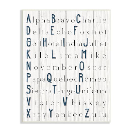 Stupell Industries Alpha Bravo Charlie Kids Alphabet Word Design Wood Wall Plaque